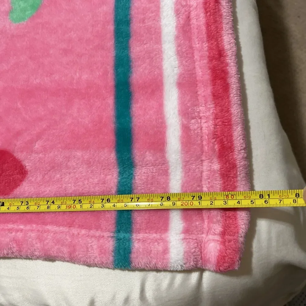 Hello Kitty Throw Blanket White Pink Oversized  Plush Fleece Soft 58X81”